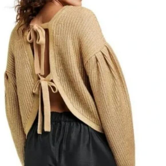 KIKA VARGAS X TARGET Metallic Gold Back Tie Sweater M - Picture 2 of 13